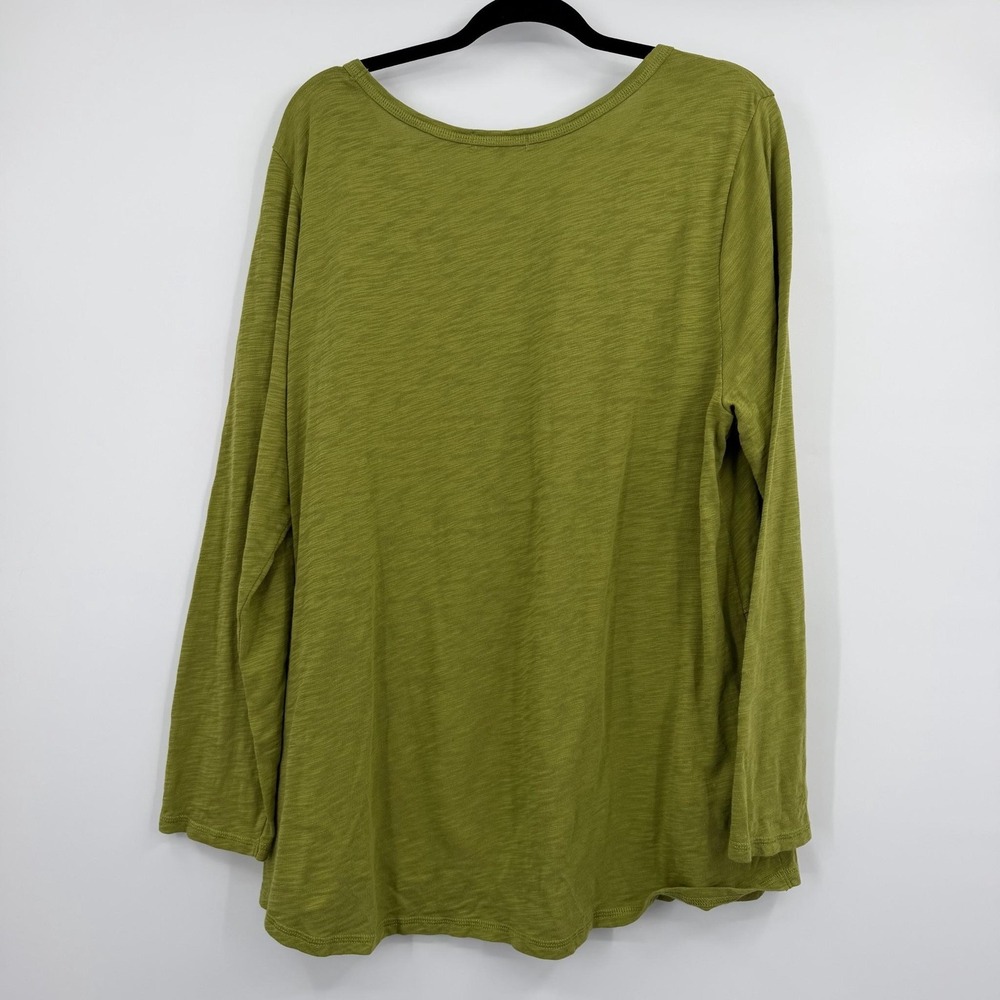 Habitat Tunic Womens XL Green Scoop Neck Long Sleeve Pockets Lagenlook Olive - Picture 4 of 13